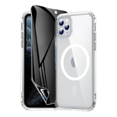 Imagem de Capa Capinha Case Magnética Carregamento por Indução E Película de Cerâmica Privacidade Fosca Para iPhone (iPhone 11 Pro)