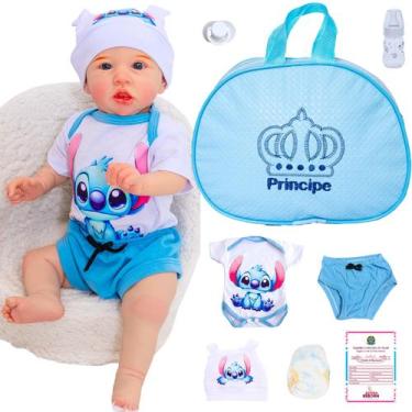 Imagem de Bebê Reborn Menino Boneco Saskia Stitch Realista Original de silicone 