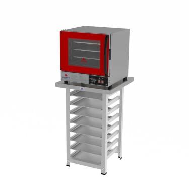 Imagem de Forno Turbo Prp-004 Plus 220V Vermelho + Bancada Mes-004 Progás + 8 Assadeiras Cimapi 220V