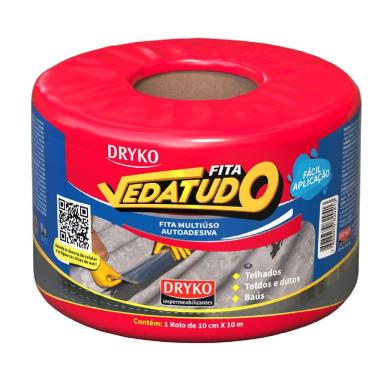 Imagem de Fita de Manta Asfáltica Auto Adesiva Aluminizada 10cm x 10 Metros Drykofita - FVD10 - DRYKO