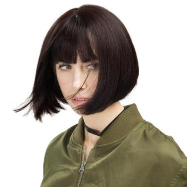 Imagem de Peruca REECHO 11 Short Bob with Bangs sintética marrom escuro