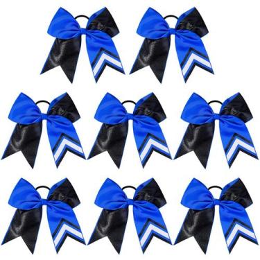 Imagem de Cheer Bows DEEKA Two Toned Glitter preto/azul royal x8 meninas
