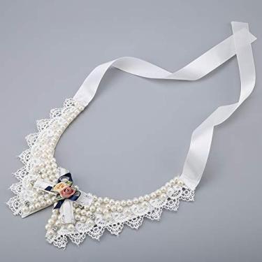 Imagem de Pssopp Pet Beautiful Pérola Colar, Gravata Borboleta Ajustável Com Colarinho de Pescoço de Cães Pérola, Festa Animais Casamento, Fácil Usar e Aparecer na Moda, Adequado para Pequenos e Médios