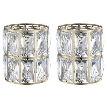 Imagem de Pacote com 2 peças de substituição de cúpula de cristal, luz de ventilador de teto, abajures de tambor com acabamento champanhe para candelabro, arandelas de parede, luminária pendente, 4,16 cm