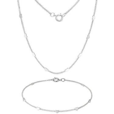 Imagem de Kit Colar e Pulseira mini corações Folheado a Prata 925 - Papillon Sem