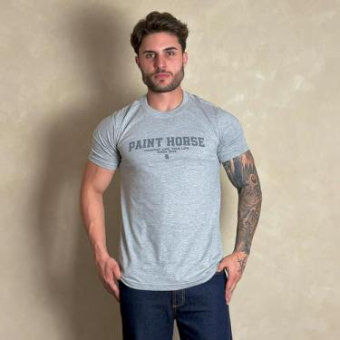 Imagem de Camiseta Masculina Country Cinza Algodão Agro Paint Horse, XG