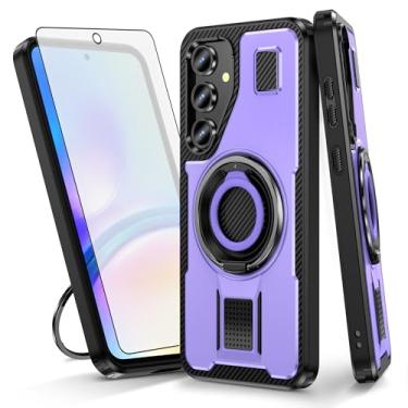 Imagem de Asuwish Capa de telefone para Samsung Galaxy S24 FE 5G com protetor de tela de vidro temperado e suporte de anel à prova de choque com suporte protetor de celular acessórios para celular S 24 EF AI
