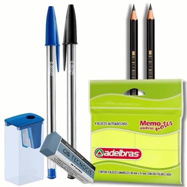 Imagem de Kit BIC Volta às Aulas Material Escolar Completo Canetas BIC Lápis Borracha Apontador Bloco Anotações Tipo Post it Escrita Suave Durabilidade Maior Economia