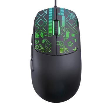 Imagem de Jectse Mouse para Jogos Com Fio, Mouse RGB Com 4 Velocidades Ajustáveis, Luzes LED Multicoloridas, Cabe na Palma da Mão, Não é Necessário Driver, USB 2.0, Resolução de 3600 DPI, para (BLACK)