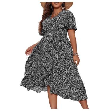 Imagem de Vestido feminino Floerns Plus Size Boho Flutter Ruffle Bainha