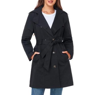 Imagem de Trench Coat SaphiRose resistente à água, trespassado, preto