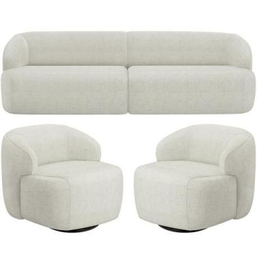 Imagem de Sofá 3 Lugares Curvo Orgânico Com 02 Poltronas Living 250cm Barolo L06