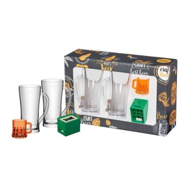 Imagem de Copo Cerveja Chopp Boccati 300ml - Kit 2 Copos + 2 Abridores