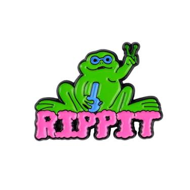 Imagem de Stoner Frog Meme broche esmaltado, sapo engraçado com broche de sinal de paz, presente para amantes de maconha viciado em maconha fumante 420, emblema de lapela de maconha, broches de humor de
