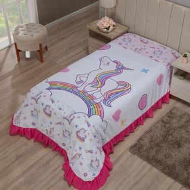 Imagem de Colcha Solteiro Infantil com Babado 1,70 x 2,30m Avulso 01 peça Decora