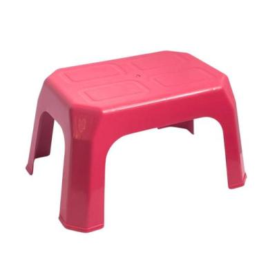 Imagem de Banqueta Banquinho Infantil Plástico Rosa Multiuso Crianças Até 25KG -