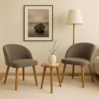 Imagem de Kit 2 Cadeiras Lua Slim Decorativa Tecido Veludo Pés Palito - Pétala, 