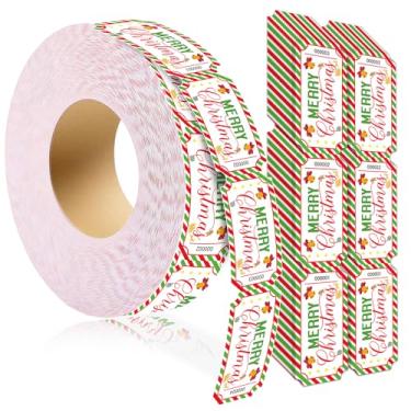 Imagem de AWEELON 1000 peças de bilhetes de sorteio de Natal rolo único bilhete de festa de Natal 5 cm x 2,5 cm para eventos de ano novo classe recompensa prêmio de arrecadação de fundos