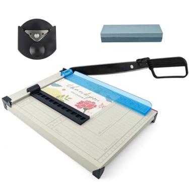 Imagem de Cortador de papel guilhotina de 30,5 cm, cortador de papel guilhotina de lâmina de aço com canto arredondado e pedra de amolar, aparador de capacidade de 15 folhas resistente para papel-cartão, fotos