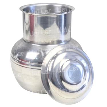 Imagem de Moringa sem cabo 1 litro multiuso alumínio polido leve com tampa suco água pote potin