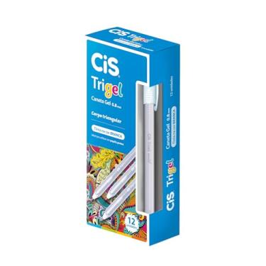 Imagem de Caneta Gel 0.8mm CIS TRIGEL Pastel, Branca, Caixa com 12 unidades