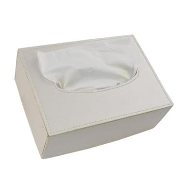 Imagem de Caixa de Lenços de Papel com Revestimento de Tecido Oval – Organizador para Mesa e Sala de Estar, 50/100 Unidades (Perola)