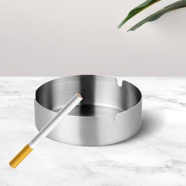 Imagem de Cinzeiro dourado de aço inoxidável durável de 8 cm de espessura, cinzeiro de bar doméstico e internet café, 1 pacote, prata