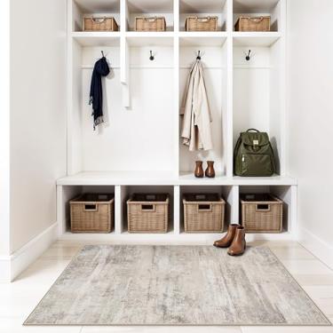 Imagem de Tapetes de área 3 x 5 para closet – ultramacio, moderno, abstrato, antiderrapante, tapete fino, resistente a manchas, tapete para decoração de casa para mulher casada 30-45 anos no quarto, vestiário