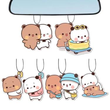 Imagem de Bubu and Dudu Almofadas de ambientador de carro 6 peças, acessórios de carro fofos presentes de decoração de espelho para fãs de Bubu e Dudu, almofadas de aromatizador de ar multi-perfume para armário