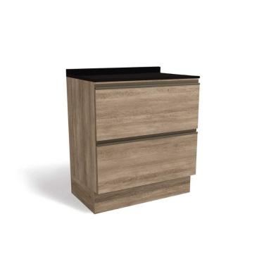 Imagem de Balcão De Cozinha Maxxi G755 2 Gavetas C/ Tampo Nogal/preto - Kappesberg