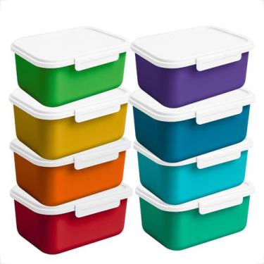 Imagem de Potes Plástico Reutilizável 750ml Kit para Marmitas Refeições com Trav