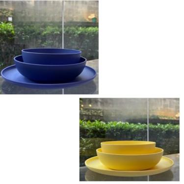 Imagem de ogo de 3 Pratos Resistente Linha Colours – Variedade de Cores, Livre de BPA e Uso no Micro-ondas | Prato Raso, Fundo e Bowl Modernos(Kit 2 jogos de prato/2Mirt/2Va)