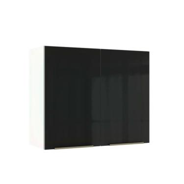 Imagem de Armário Aéreo Madesa Lux 80cm 2 Portas Branco Preto