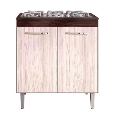 Imagem de Balcão Cooktop 80cm Andréia 1 Porta Ajl Móveis Castanho Avelã
