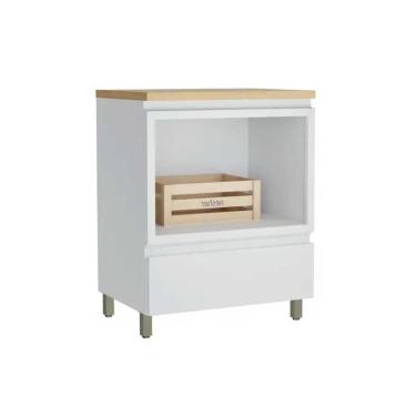 Imagem de Gabinete De Cozinha Modulado Balcão C- Tampo Marquesa C- 1 Gaveta E 1 Nicho P- Forno 80cm Branca-nature - Nesher