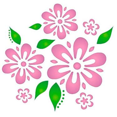 Imagem de Stencil de Acetato para Pintura OPA 14 x 14 cm - 1056 Flores e Folhas