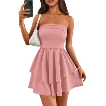 Imagem de Vestido feminino PRETTYGARDEN 2025, sem alças, rosa tubular