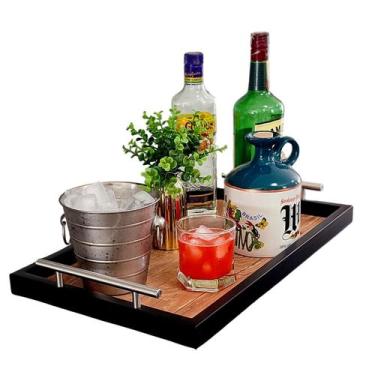 Imagem de Bandeja Café Alças Bebidas Xícaras Bar Aparador Portátil Ambiente Escr