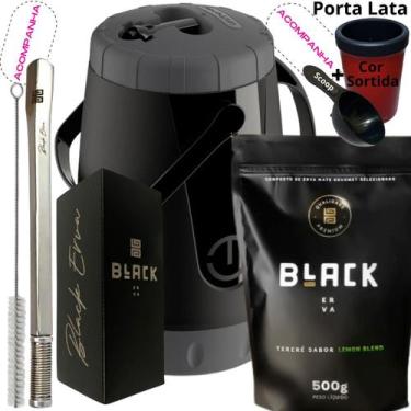Imagem de Kit Completo Tereré Black Erva Mate Garrafa térmica Unitermi Copo Inox