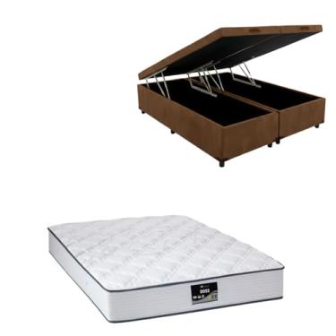 Imagem de Cama Box Baú Bipartida Blindada com Colchão Doss Molas Ensacadas 30cm (SUEDE MARROM, Queen)