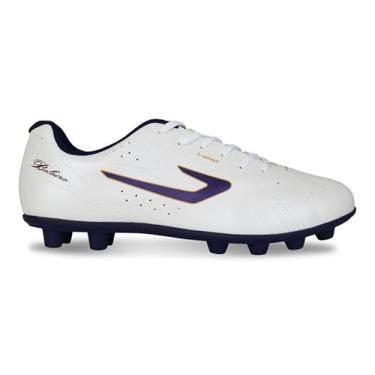 Imagem de Chuteira Topper Boleiro Vi Campo Branco/Marinho/Dourado,43