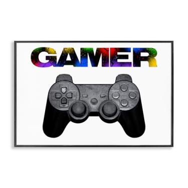 Imagem de Stupell Industries Gamer with Rainbow Splatter Black Framed Giclee Art, design by Marcus Prime, 16 x 24