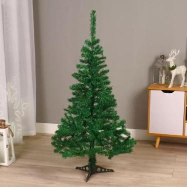 Imagem de Árvore de Natal Artificial Verde, 1,50-220 galhos, Plástico, Decoração Natalina para Interior, Base Removível