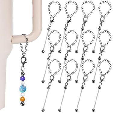 Imagem de 12 peças de berloques de copo com contas, acessórios compatíveis com berloque Stanley com contas para copos com alça, correntes de copo para 30 garrafas de água de 1,134 g, pingente de presente DIY em