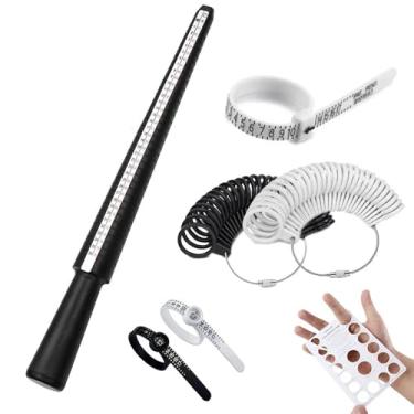 Imagem de Ferramenta de medição de tamanho de anel, medidor de anel e tamanho de anel masculino, kit de tamanho de 7 anéis tamanho 1-17