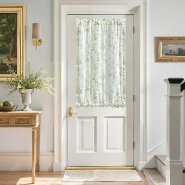 Imagem de Leeva Cortinas de porta francesas Sidelight, painel de janela semitransparente verde, cortinas de filtro de luz de privacidade para casa de campo para porta de vidro, 63,5 cm L x 101,6 cm C, 1 painel
