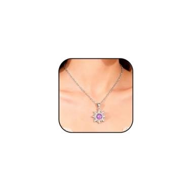 Imagem de Choistily Colar Rapunz Sun feminino com pingente de sol, colar de opala roxa, bijuteria personalizada, moderate, Metal, Sem Pedra Preciosa