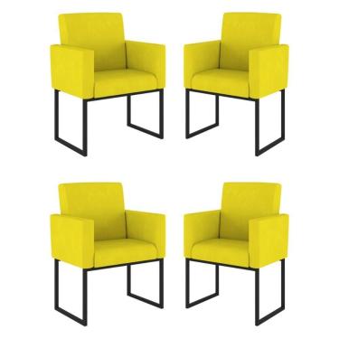 Imagem de Kit 04 Cadeiras Poltrona Decorativa Para Sala Quarto Balaqui Amarelo