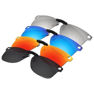 Imagem de Firtox Clipes de óculos de sol polarizados para Ray-Ban Meta Wayfarer RW4012 (Gen 2) 53 mm (tamanho 53-22), proteja seus olhos para homens e mulheres - preto sólido e prata titânio e azul gelo e