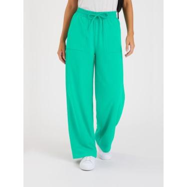 Imagem de Calça Pantalona Moletinho Feminina - ZORMY, Verde turquesa, G
